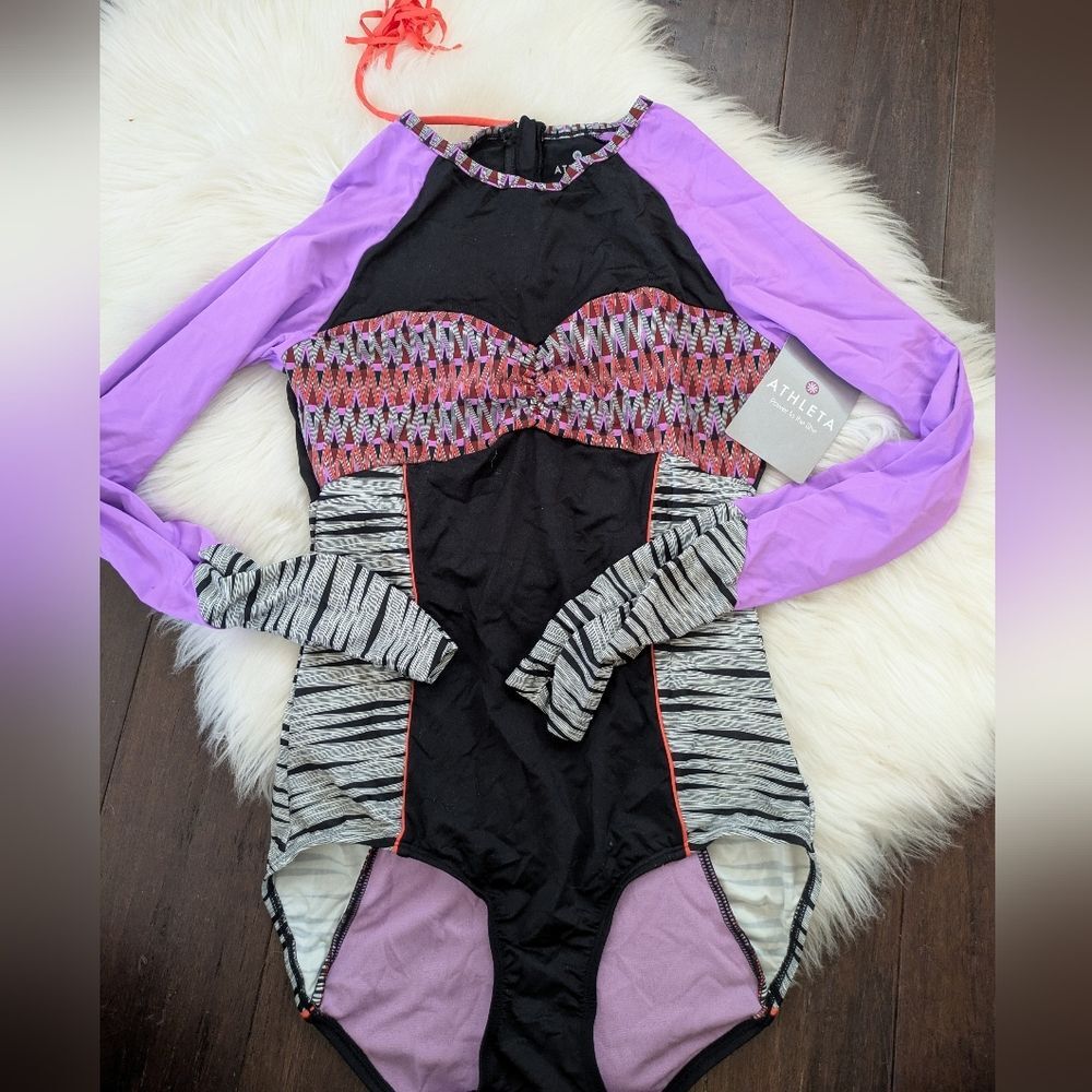 NWT Athleta Ariel One Piece Rashguard Bodysuit Multi-color SIZE S Small - Picture 3 of 7